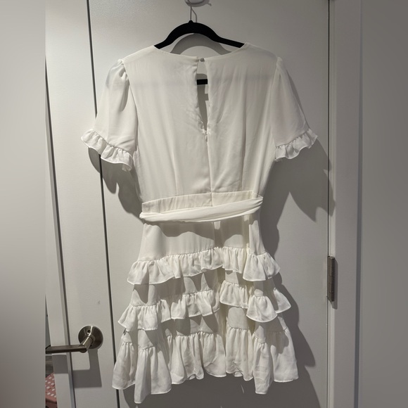 Lulu's White Ruffle Wrap Dress - Picture 5 of 7